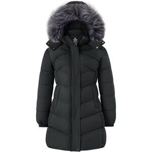 Women's Dark Gray Fashionable Waterproof Quilted Puffer Jacket Coat Winter Warm